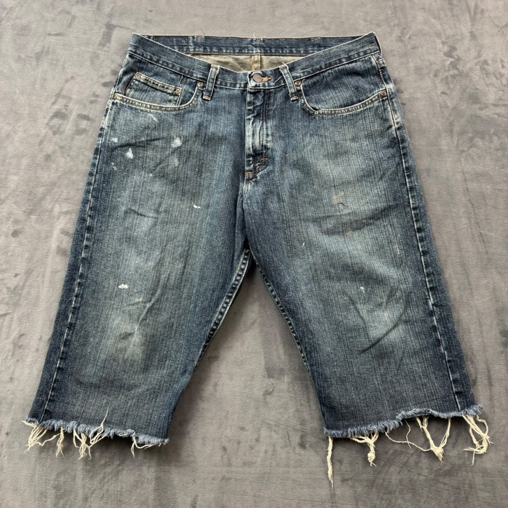 Wrangler Mens Relaxed Straight Distressed Cut Off Denim Shorts Blue 34 97LAWBI